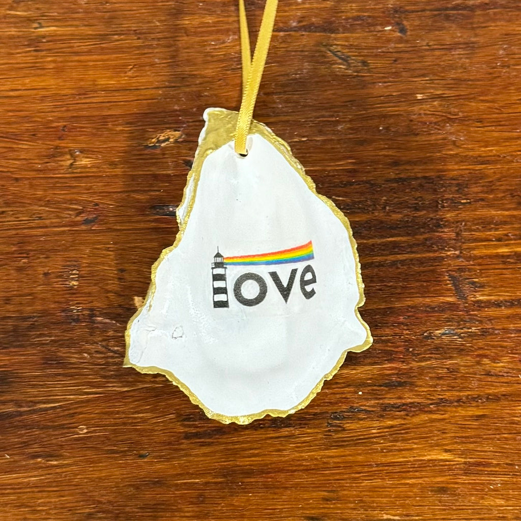 Love Lighthouse Pride Oyster Shell Ornament