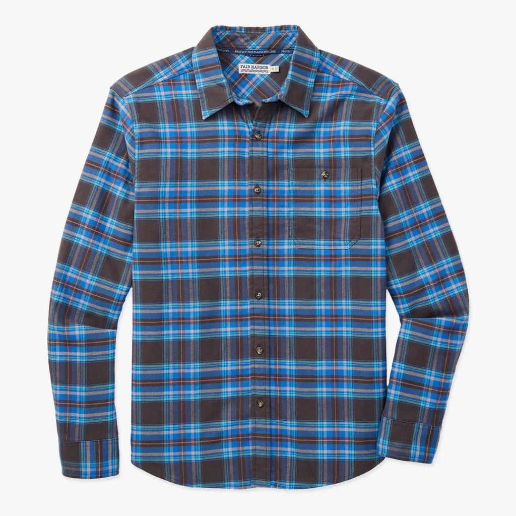 Seaside Stream Blue Plaid Lightweight Flannel