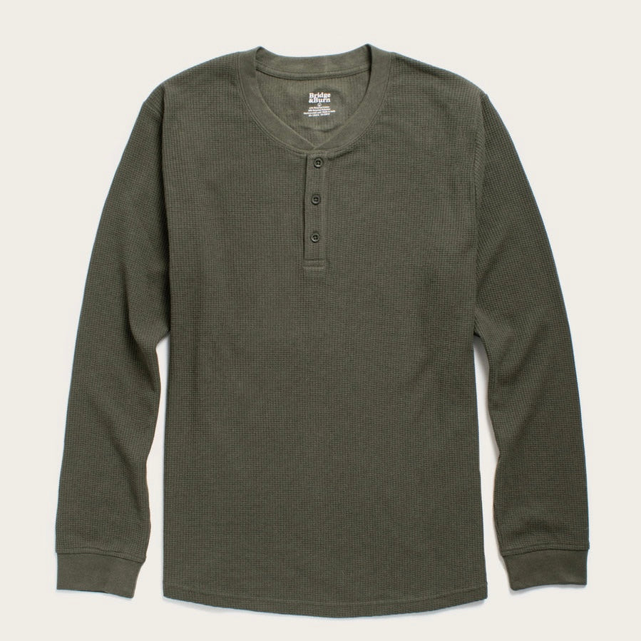 Men’s Recycled Waffle Henley | Forest Melange