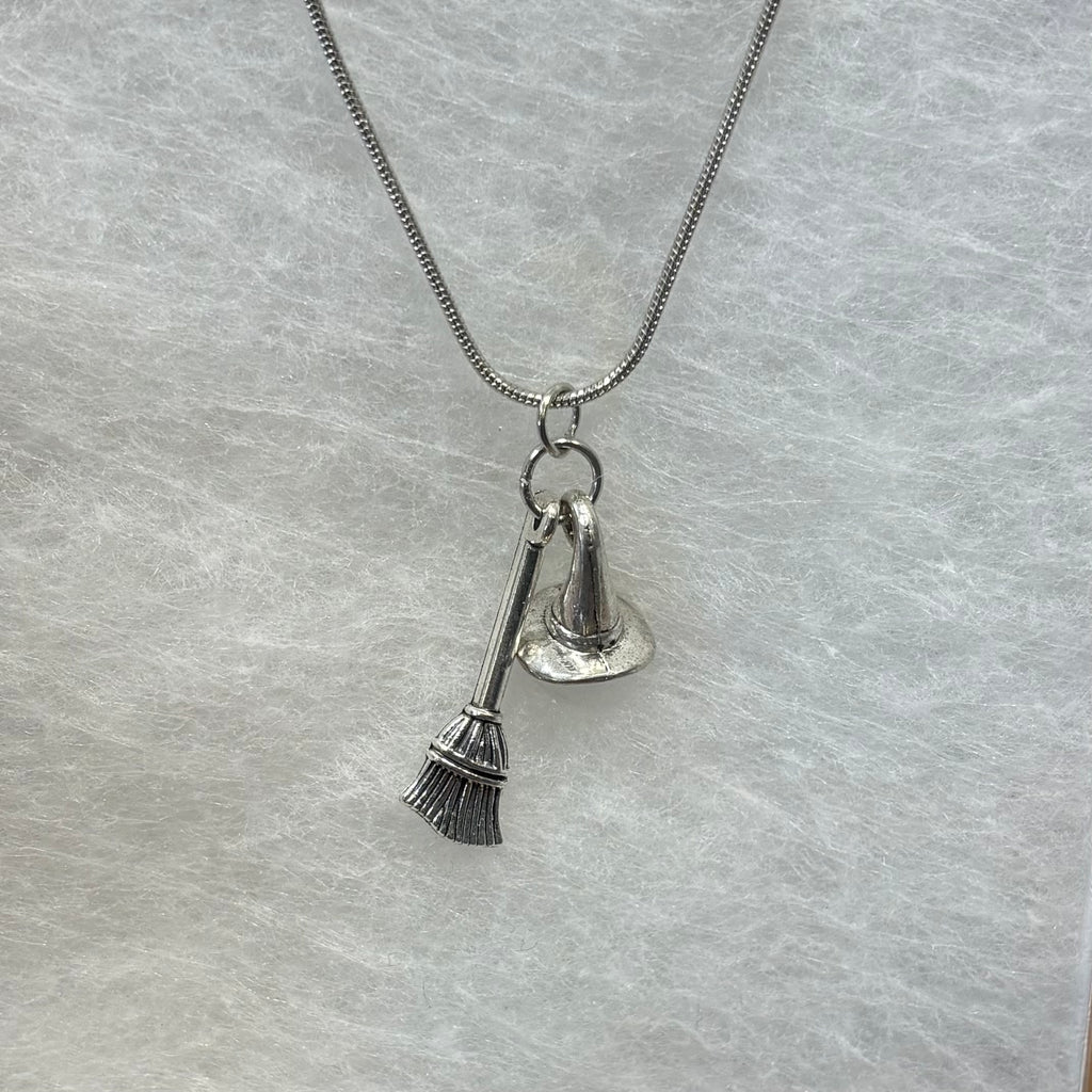 Witch Hat and Broom Combo Necklace