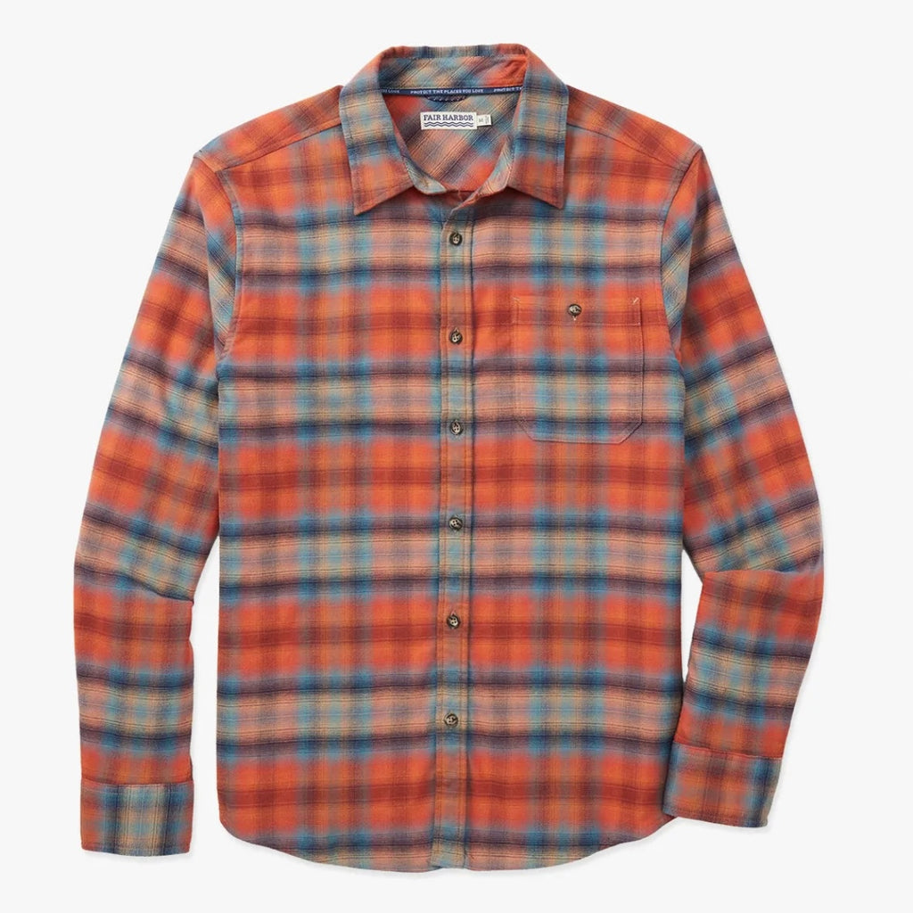 Seaside Orange Glow Plaid Lightweight Flannel