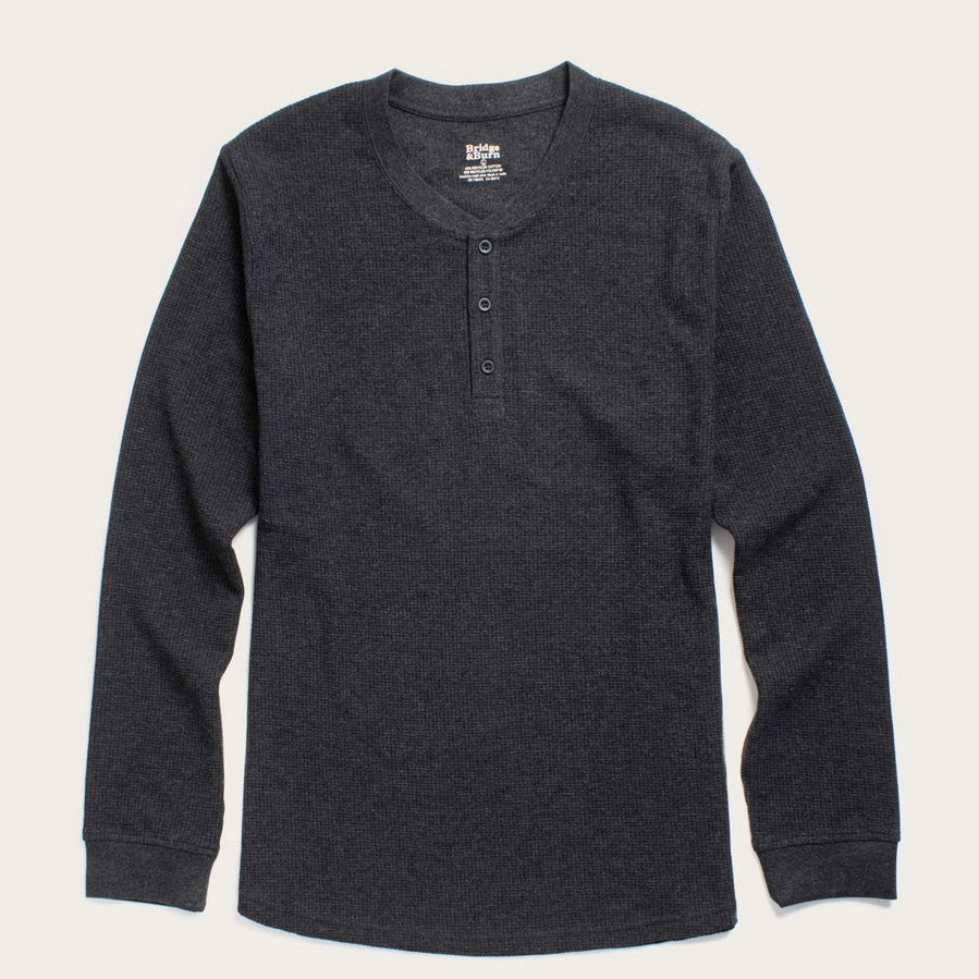 Men’s Recycled Waffle Henley | Charcoal Melange