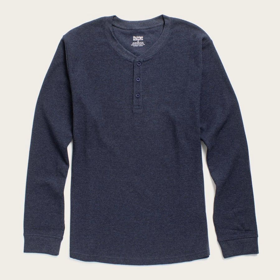 Men’s Recycled Waffle Henley | Navy/Sapphire
