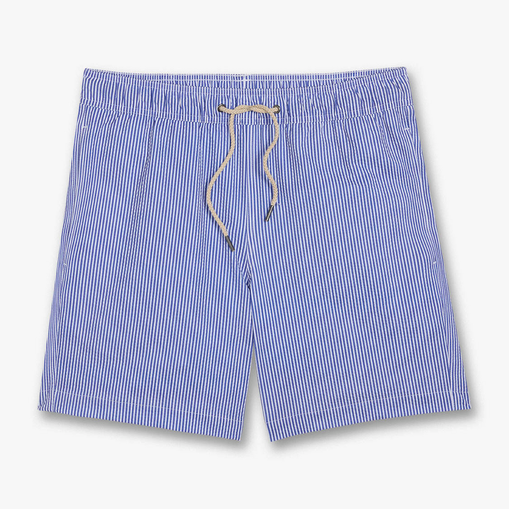 Bayberry Swim Trunk | Light Blue Seersucker