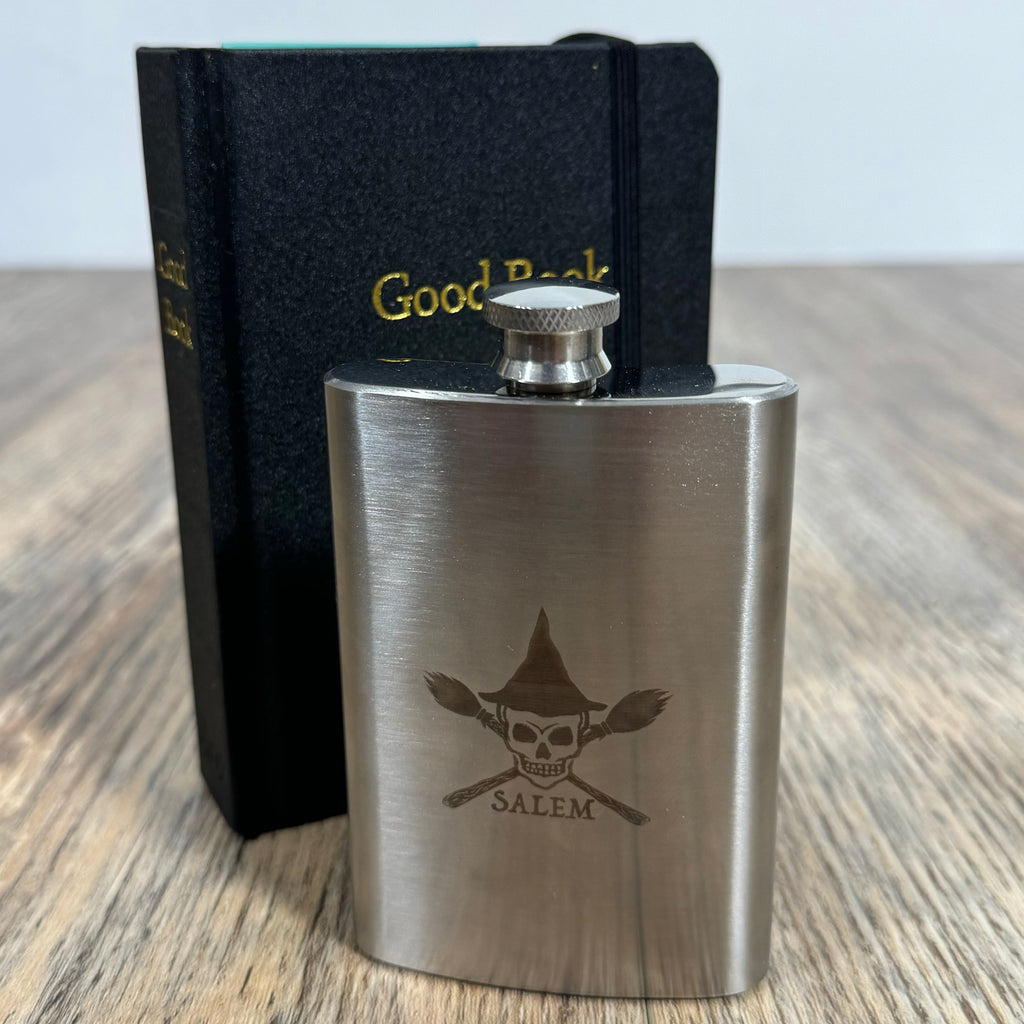 Skull & CrossBrooms Flask in a Book