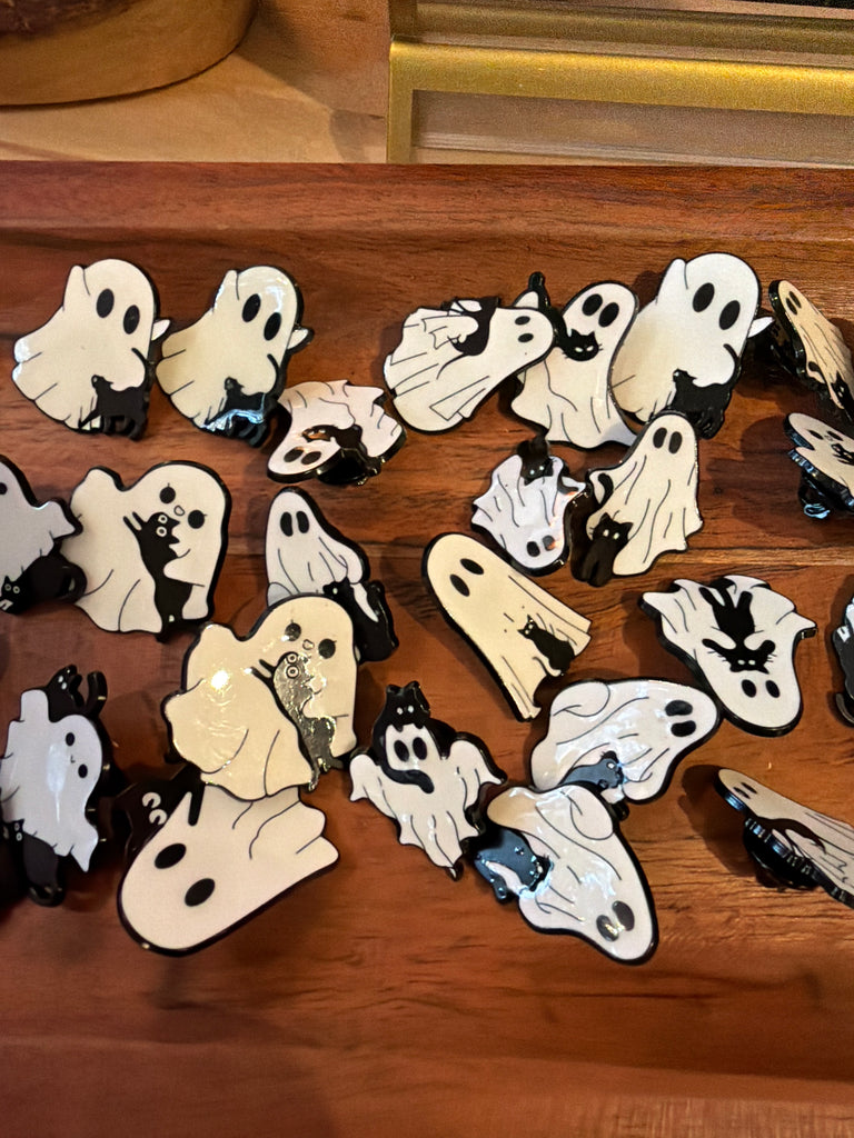 Ghost + Cat Glow in Dark Enamel Pin