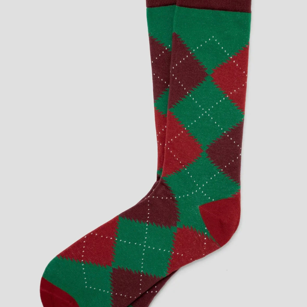 Argyle Assassin Red and Green Holiday Graphic Socks