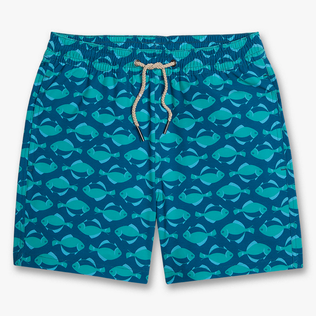 Kids Bayberry Swim Trunks | Teal Flounders