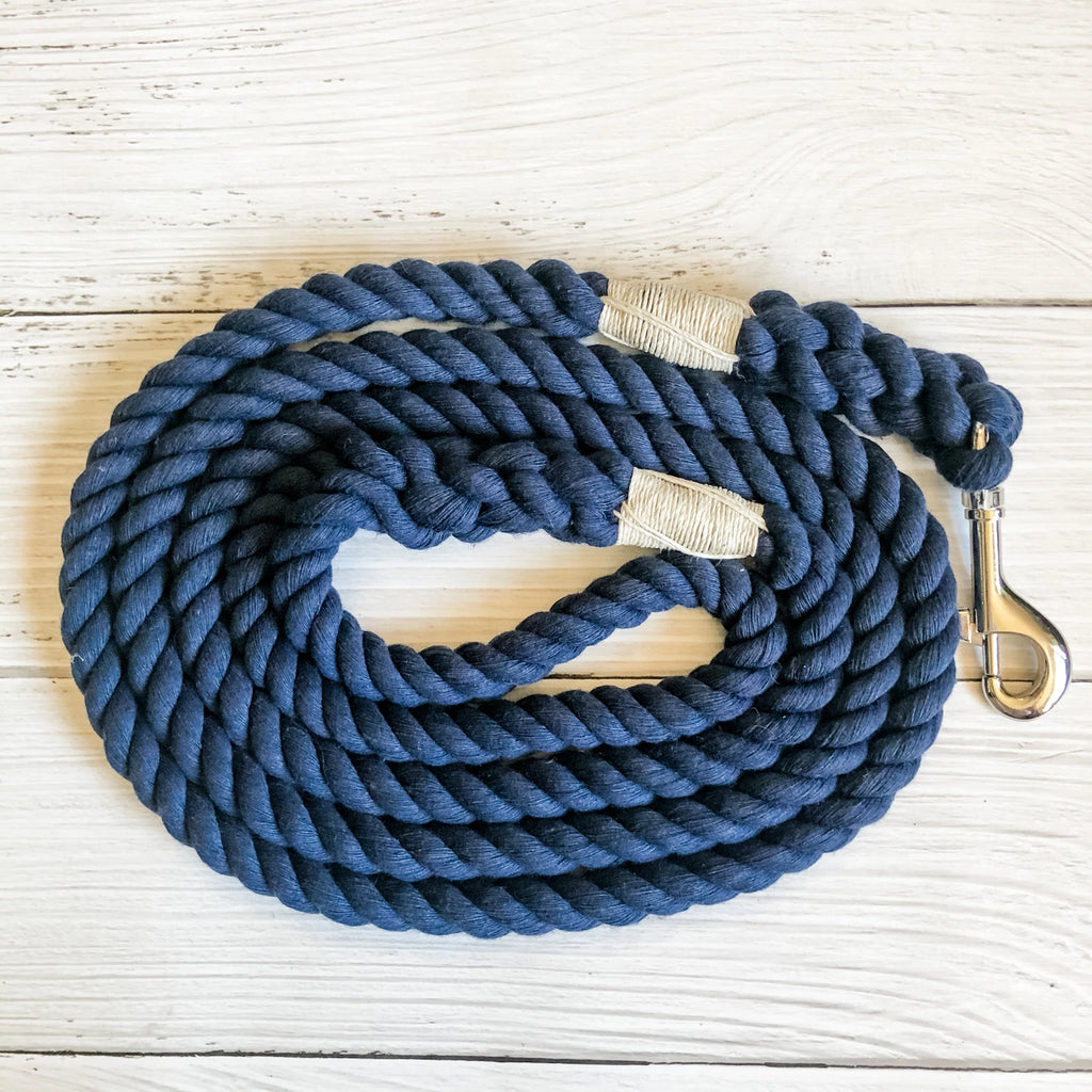 Navy Upcycled Cotton Rope Dog Leash