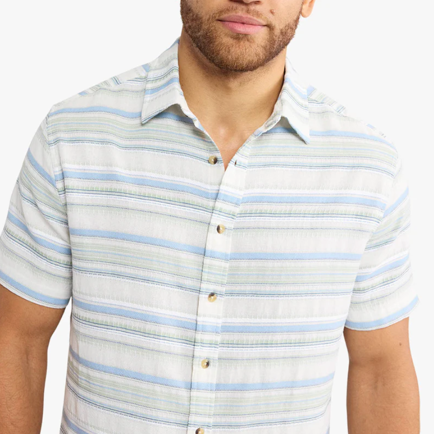 Oasis Textured Shirt | Marina Stripe (Blue/Green)