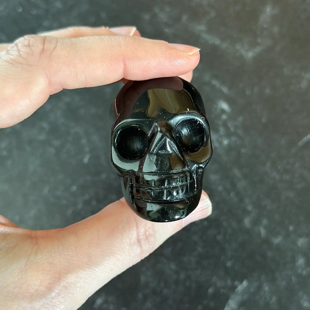 Obsidian Hand-Carved Skull