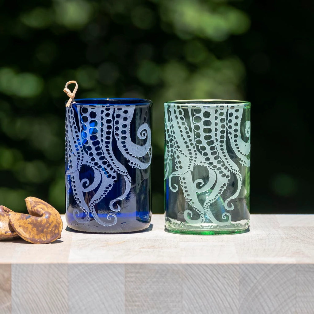 Octopus Upcycled 12oz Tumbler Glass