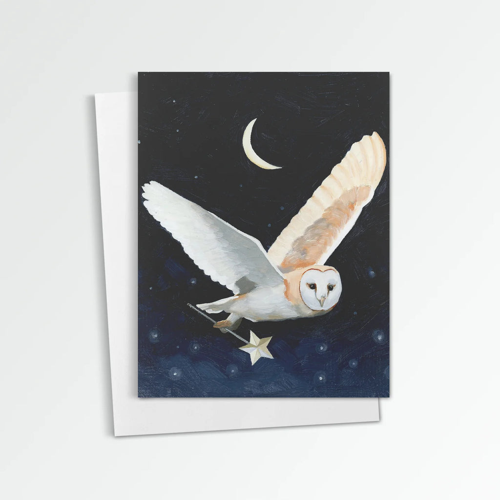 Owl with Magic Wand Greeting Card