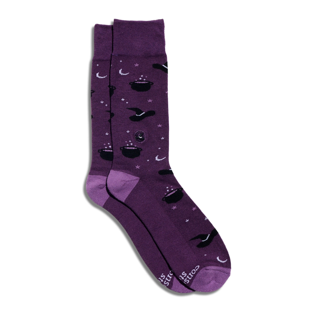 Purple Witch Hat Socks That Support Mental Health