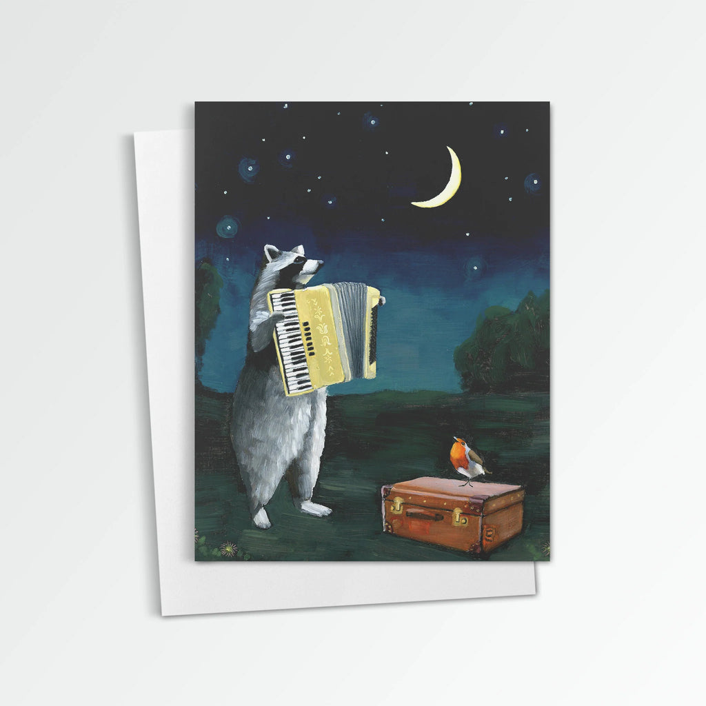 Raccoon with Accordion Greeting Card