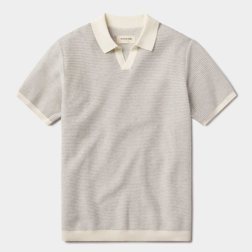 Robles Birdseye Knit Polo | Cream-Gray