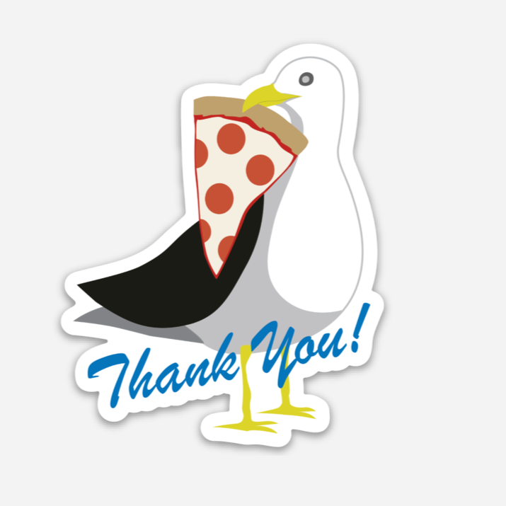 Seagull Stealing Pizza Thanks Magnet