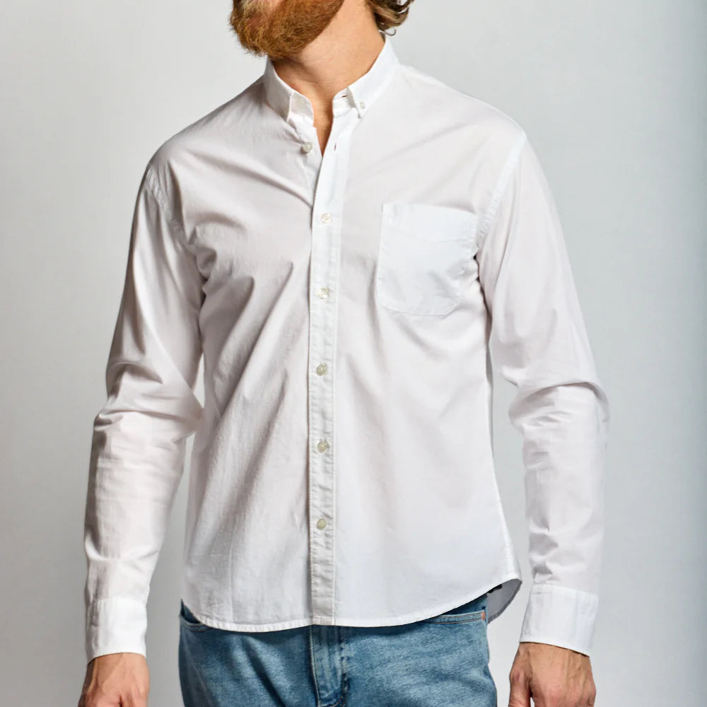 Poplin White Stretch Button Down Shirt
