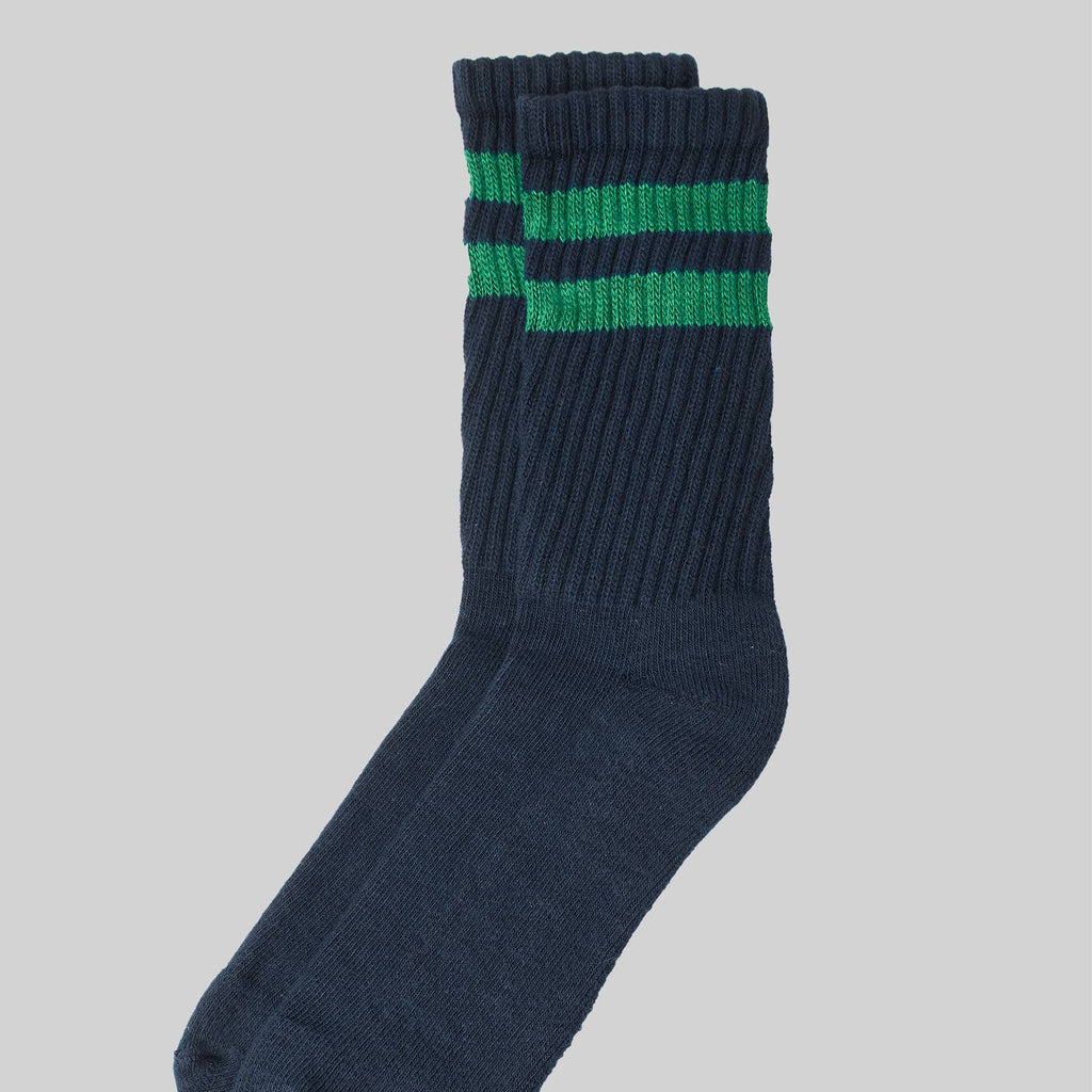 The Retro Double Stripe Sock: Navy / One Size