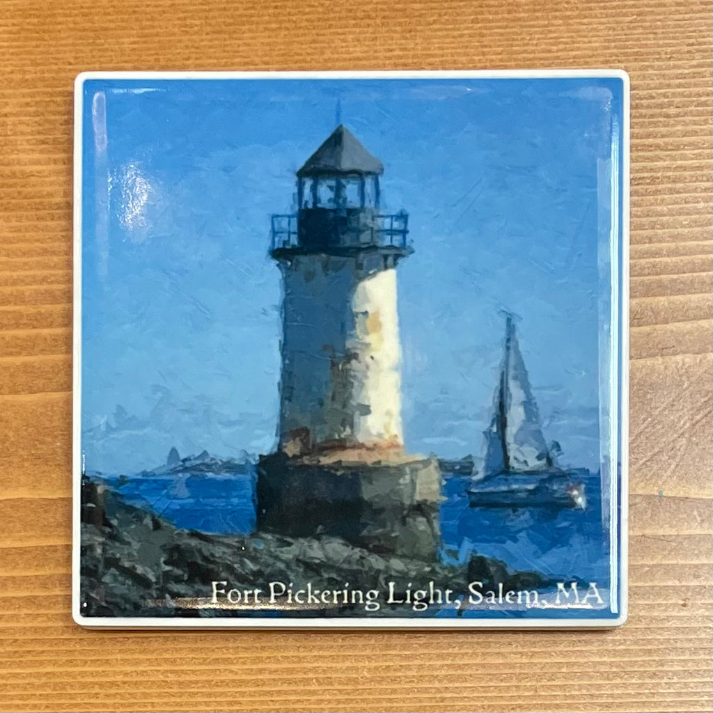 Fort Pickering Lighthouse Ceramic Coaster