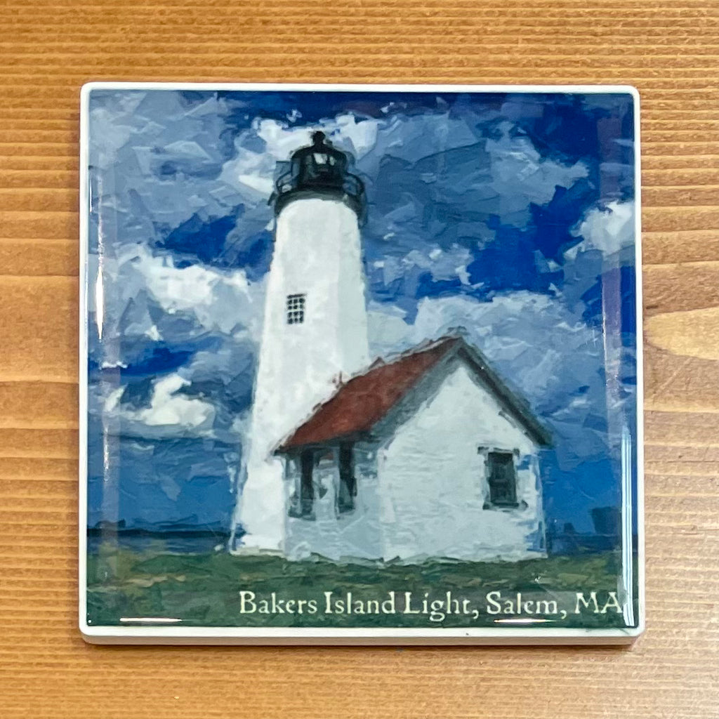 Bakers Island Lighthouse Ceramic Coaster