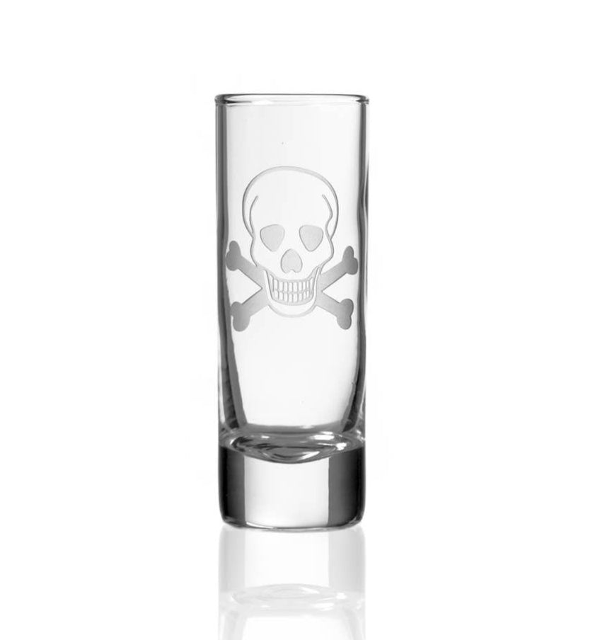 Skull Etched 2.5oz Cordial/Double Shot Glass
