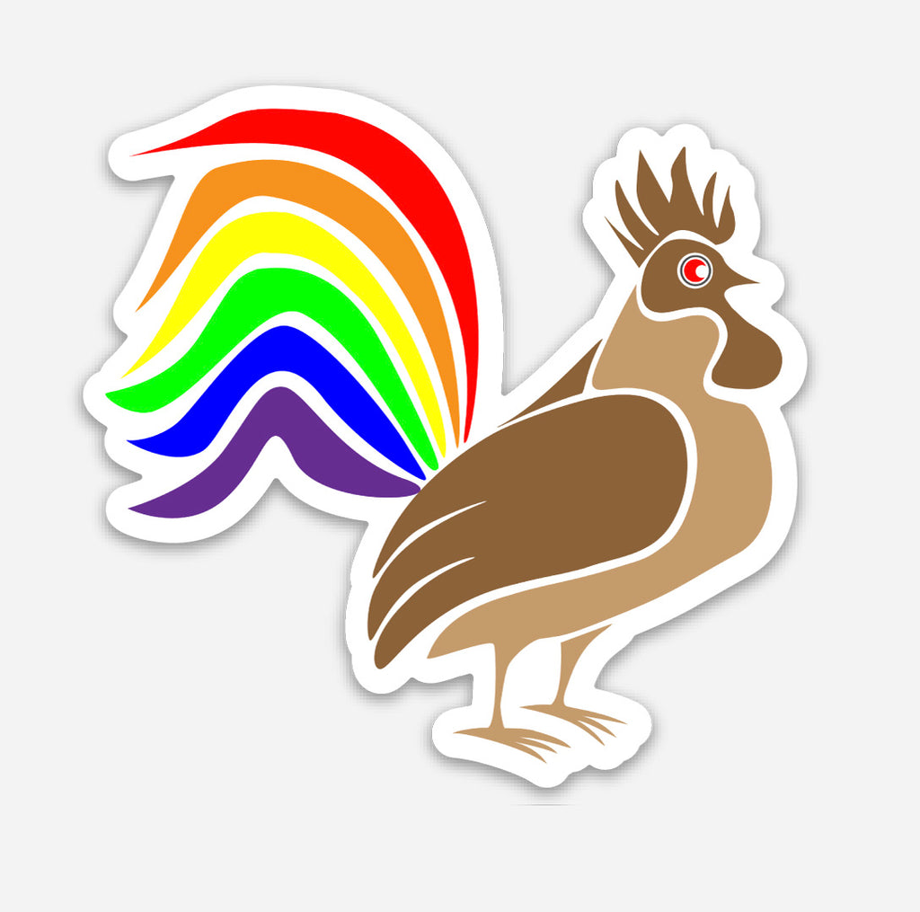 Rainbow Rooster Sticker